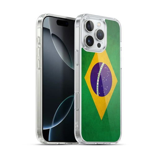Head Case Designs Football Vintage Flags Brazil Brazilian Brasil Soft Gel Case for Apple iPhone 16 Pro Max & MagSafe