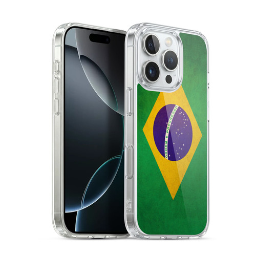 Head Case Designs Football Vintage Flags Brazil Brazilian Brasil Soft Gel Case for Apple iPhone 16 Pro & MagSafe
