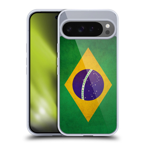 Head Case Designs Football Vintage Flags Brazil Brazilian Brasil Flag Soft Gel Case for Google Pixel 9 Pro XL