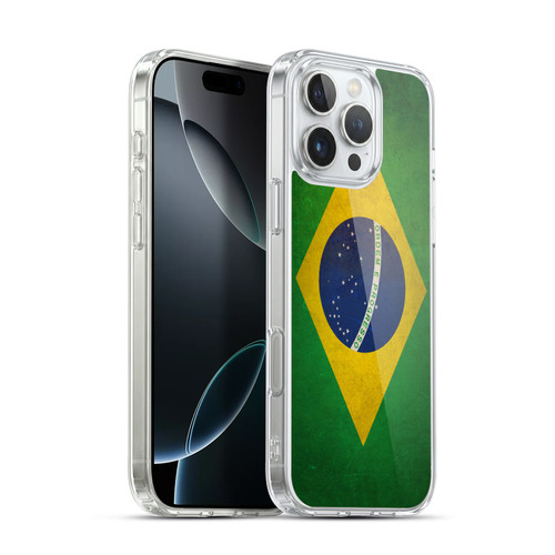 Head Case Designs Football Grunge Country Flags Brazil Brazilian Brasil Soft Gel Case for Apple iPhone 16 Pro Max & MagSafe