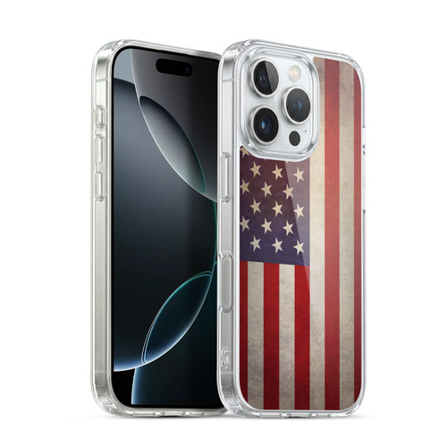 Head Case Designs Football Grunge Country Flags United States American USA Soft Gel Case for Apple iPhone 16 Pro & MagSafe