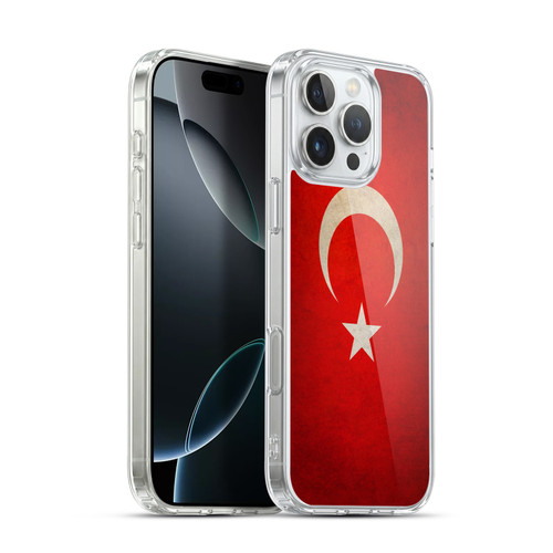 Head Case Designs Football Grunge Country Flags 1 Turkey Turkish Türkiye Türk Soft Gel Case for Apple iPhone 16 Pro Max & MagSafe