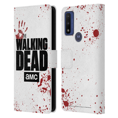 AMC The Walking Dead Logo White Leather Book Wallet Case Cover For Motorola G Pure