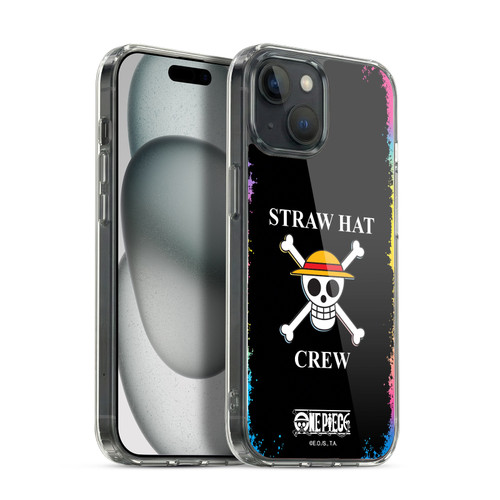 One Piece Graphic Art Colourful Crew Logo Soft Gel Case for Apple iPhone 15