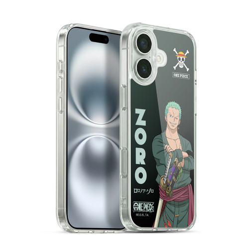 One Piece Graphic Art Roronoa Zoro Soft Gel Case for Apple iPhone 16 Plus & MagSafe