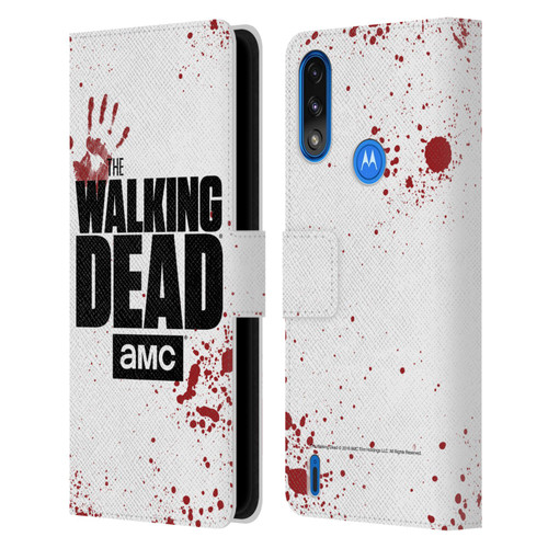 AMC The Walking Dead Logo White Leather Book Wallet Case Cover For Motorola Moto E7 Power / Moto E7i Power