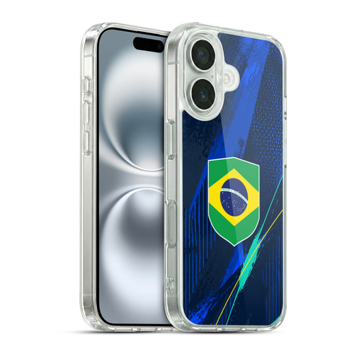 Head Case Designs Football Kit Flags Brazil Brazilian Brasil Soft Gel Case for Apple iPhone 16 & MagSafe