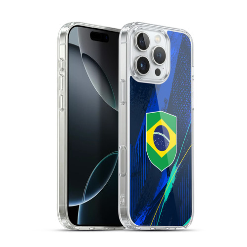 Head Case Designs Football Kit Flags Brazil Brazilian Brasil Soft Gel Case for Apple iPhone 16 Pro Max & MagSafe