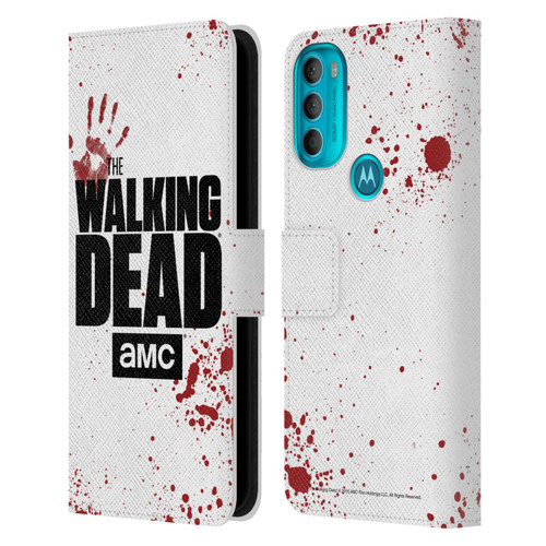 AMC The Walking Dead Logo White Leather Book Wallet Case Cover For Motorola Moto G71 5G