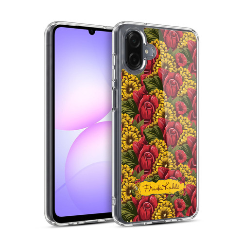 Frida Kahlo Red Florals Pattern Soft Gel Case for Samsung Galaxy A07 4G
