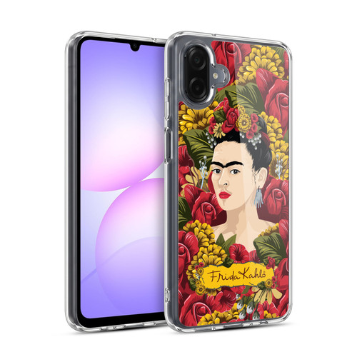Frida Kahlo Red Florals Portrait Pattern Soft Gel Case for Samsung Galaxy A07 4G