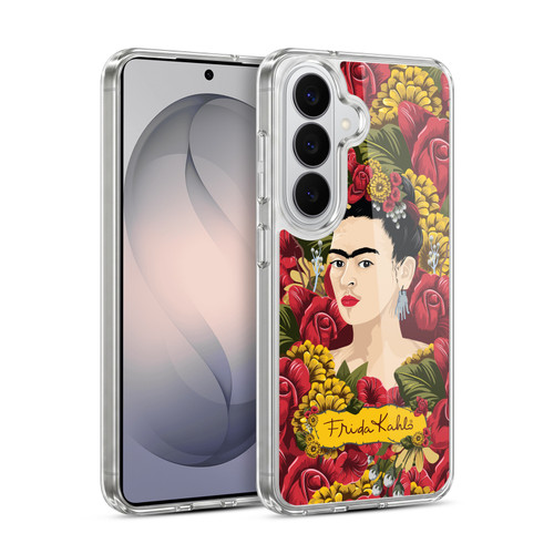 Frida Kahlo Red Florals Portrait Pattern Soft Gel Case for Samsung Galaxy S26 Plus