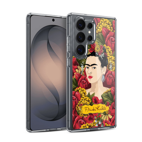 Frida Kahlo Red Florals Portrait Pattern Soft Gel Case for Samsung Galaxy S26 Ultra