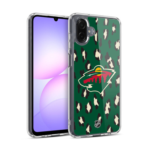NHL Minnesota Wild Leopard Pattern Soft Gel Case for Samsung Galaxy A07 4G