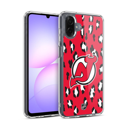 NHL New Jersey Devils Leopard Pattern Soft Gel Case for Samsung Galaxy A07 4G