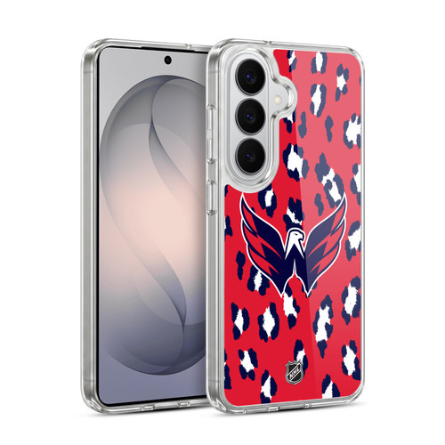 NHL Washington Capitals Leopard Pattern Soft Gel Case for Samsung Galaxy S26