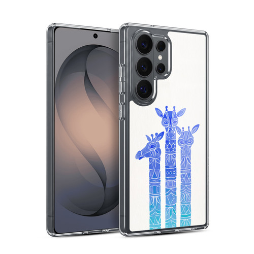 Cat Coquillette Animals Blue Ombre Giraffes Soft Gel Case for Samsung Galaxy S26 Ultra
