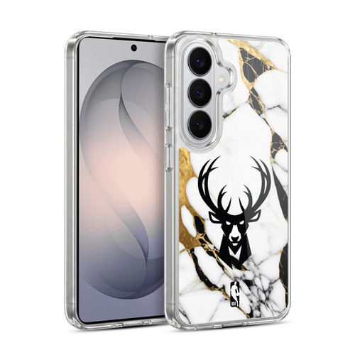 NBA Milwaukee Bucks White Marble Soft Gel Case for Samsung Galaxy S26