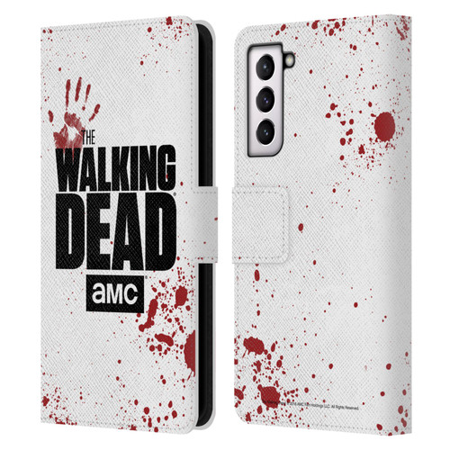 AMC The Walking Dead Logo White Leather Book Wallet Case Cover For Samsung Galaxy S21 5G