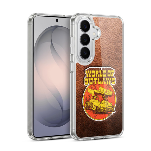 World of Outlaws Western Graphics Sprint Car Leather Print Soft Gel Case for Samsung Galaxy S26 Plus