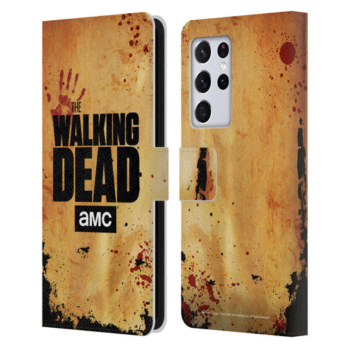AMC The Walking Dead Logo Stacked Leather Book Wallet Case Cover For Samsung Galaxy S21 Ultra 5G