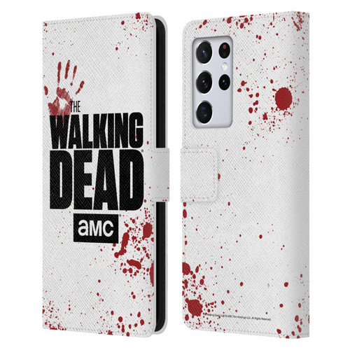 AMC The Walking Dead Logo White Leather Book Wallet Case Cover For Samsung Galaxy S21 Ultra 5G