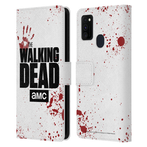 AMC The Walking Dead Logo White Leather Book Wallet Case Cover For Samsung Galaxy M30s (2019)/M21 (2020)