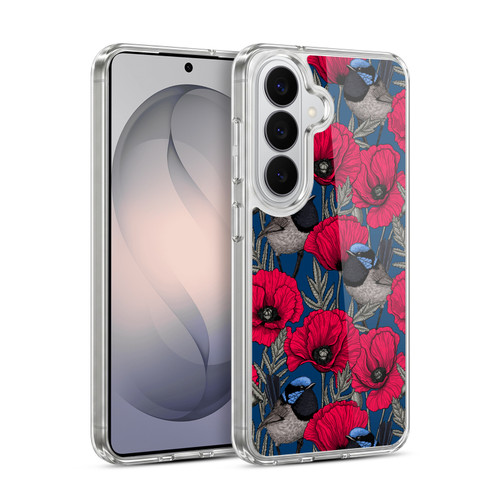Katerina Kirilova Floral Patterns Fairy Wrens & Poppies Soft Gel Case for Samsung Galaxy S26