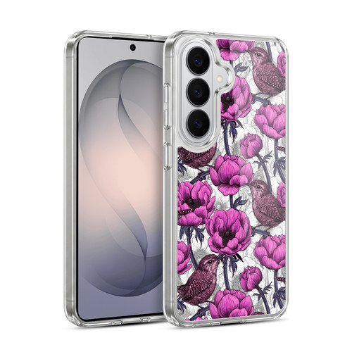 Katerina Kirilova Floral Patterns Wrens In Anemone Garden Soft Gel Case for Samsung Galaxy S26