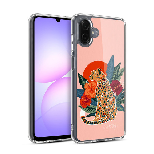 Cat Coquillette Tropical Wildlife Cheetah And Hibiscus Soft Gel Case for Samsung Galaxy A07 4G