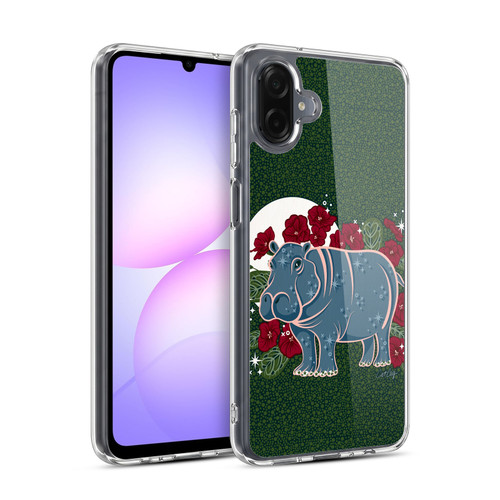 Cat Coquillette Tropical Wildlife Hippo And African Violet Soft Gel Case for Samsung Galaxy A07 4G