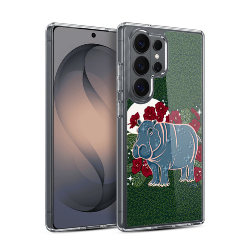 Cat Coquillette Tropical Wildlife Hippo And African Violet Soft Gel Case for Samsung Galaxy S26 Ultra