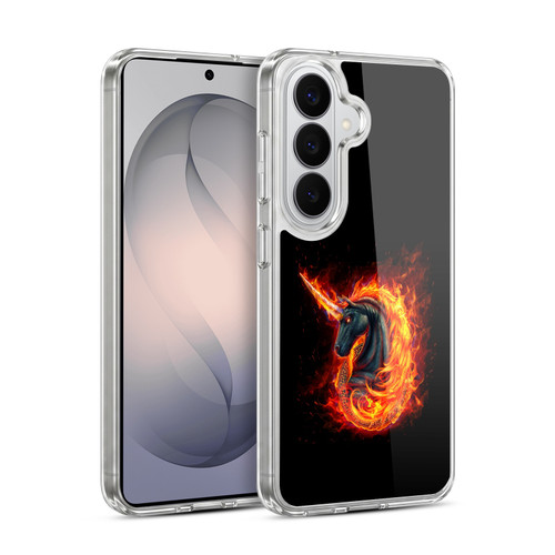 Christos Karapanos Dark Hours Unicorn Black Fire Soft Gel Case for Samsung Galaxy S26