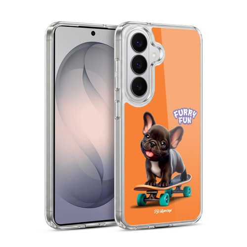 P.D. Moreno Furry Fun Artwork French Bulldog Skateboard Soft Gel Case for Samsung Galaxy S26 Plus