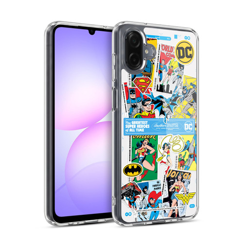 Justice League DC Comics 90th Anniversary Sticker Collage Soft Gel Case for Samsung Galaxy A07 4G