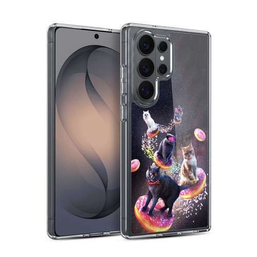 Random Galaxy Animals Space Cats Riding Donuts Soft Gel Case for Samsung Galaxy S26 Ultra