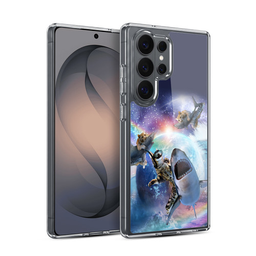 Random Galaxy Animals Space Cat Riding Shark Soft Gel Case for Samsung Galaxy S26 Ultra