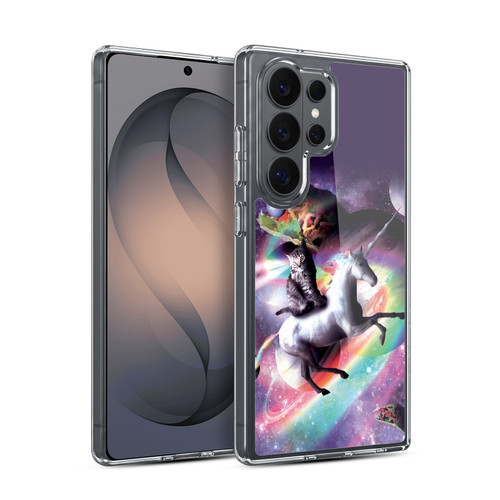 Random Galaxy Animals Space Cat Riding Unicorn Soft Gel Case for Samsung Galaxy S26 Ultra