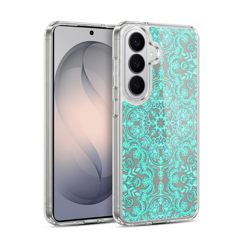 Micklyn Le Feuvre Floral Patterns Mint Green And Grey Soft Gel Case for Samsung Galaxy S26
