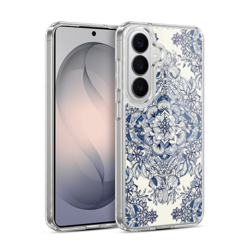 Micklyn Le Feuvre Floral Patterns Diamond Doodle In Navy Blue And Cream Soft Gel Case for Samsung Galaxy S26 Plus