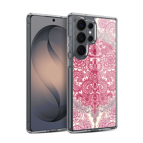 Micklyn Le Feuvre Floral Patterns Berry Pink Cream And Mauve Soft Gel Case for Samsung Galaxy S26 Ultra