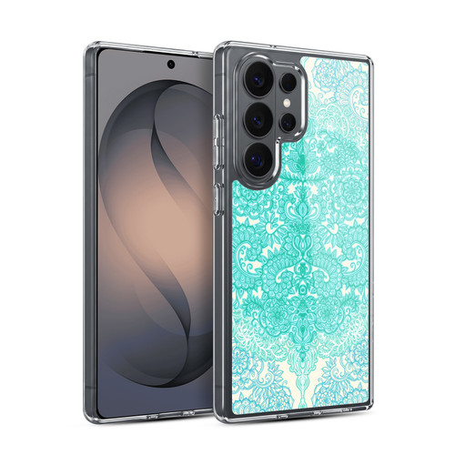 Micklyn Le Feuvre Floral Patterns Mint Green And Aqua Soft Gel Case for Samsung Galaxy S26 Ultra