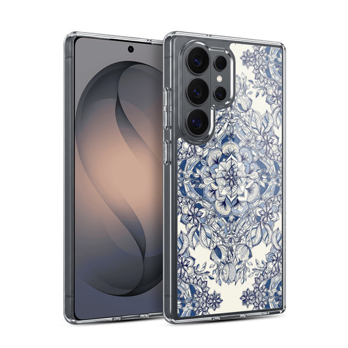 Micklyn Le Feuvre Floral Patterns Diamond Doodle In Navy Blue And Cream Soft Gel Case for Samsung Galaxy S26 Ultra