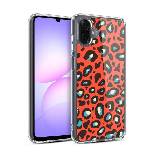 Head Case Designs Mad Print 2 Orange Leopard Soft Gel Case for Samsung Galaxy A07 4G