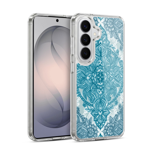 Micklyn Le Feuvre Mandala 3 Teal And White Lace Pencil Doodle Soft Gel Case for Samsung Galaxy S26