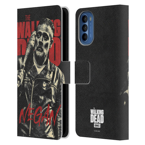 AMC The Walking Dead Season 10 Character Portraits Negan Leather Book Wallet Case Cover For Motorola Moto G41