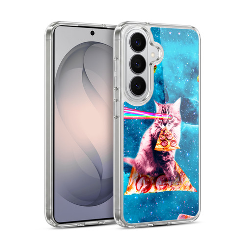 Random Galaxy Space Cat Lazer Eye & Pizza Soft Gel Case for Samsung Galaxy S26