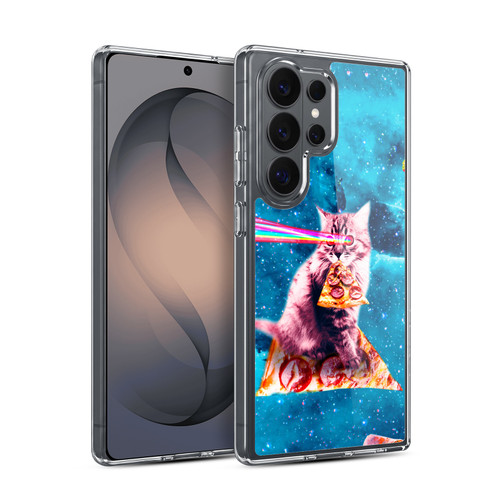 Random Galaxy Space Cat Lazer Eye & Pizza Soft Gel Case for Samsung Galaxy S26 Ultra