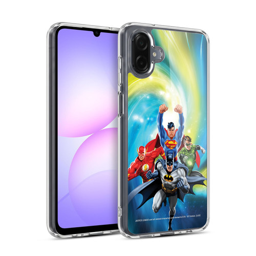 Justice League DC Comics Airbrushed Heroes Galaxy Soft Gel Case for Samsung Galaxy A07 4G