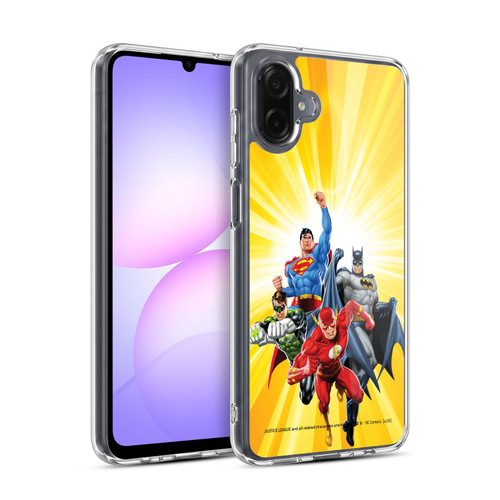 Justice League DC Comics Airbrushed Heroes Yellow Soft Gel Case for Samsung Galaxy A07 4G